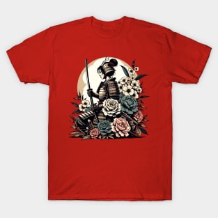 Samurai woman with flowers T-Shirt